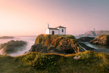 Hermitage on the top of a cliff,Galicia,Spain. Poster och Canvastavla