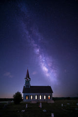 A Church under Milky Way Poster och Canvastavla