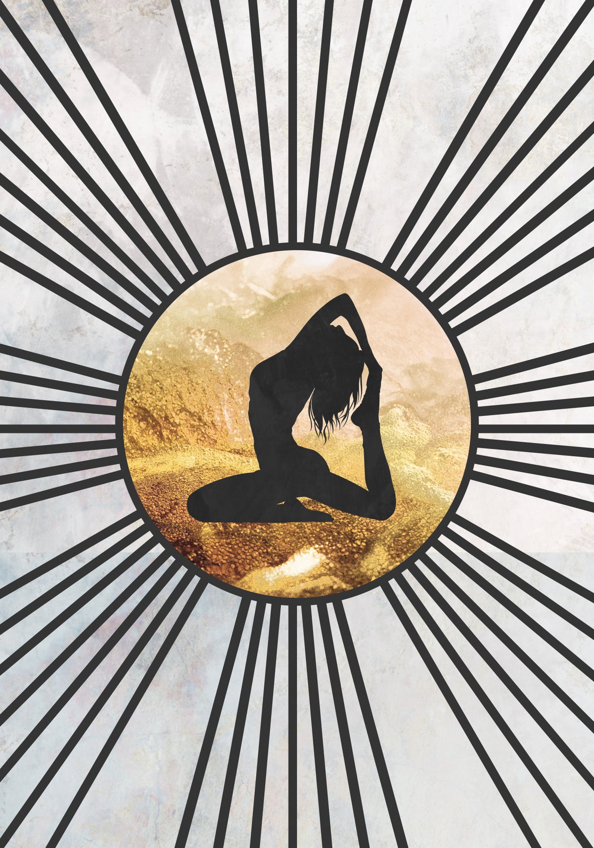 Black Gold Sun Yoga 6 Poster och Canvastavla