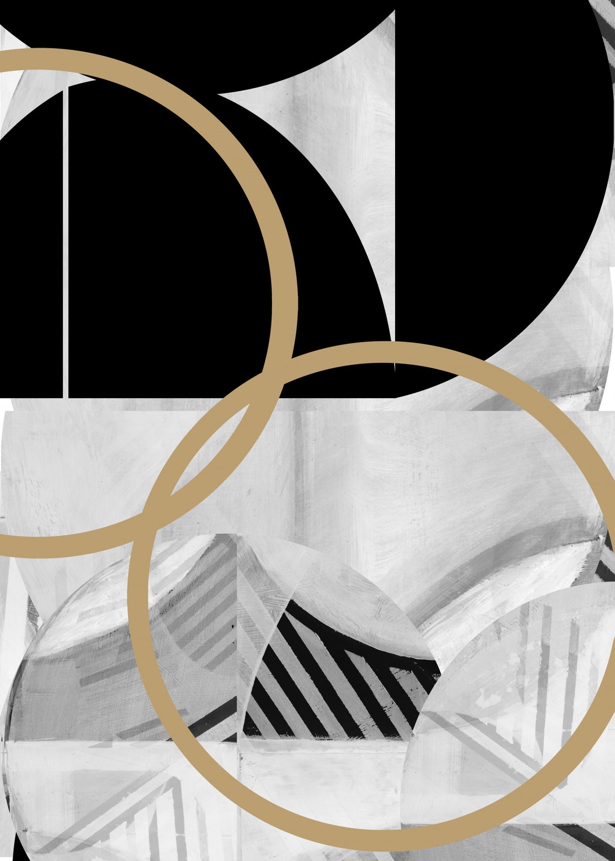 Black and White Stripes Gold Spheres No2 Poster och Canvastavla