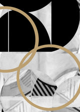 Black and White Stripes Gold Spheres No2 Poster och Canvastavla