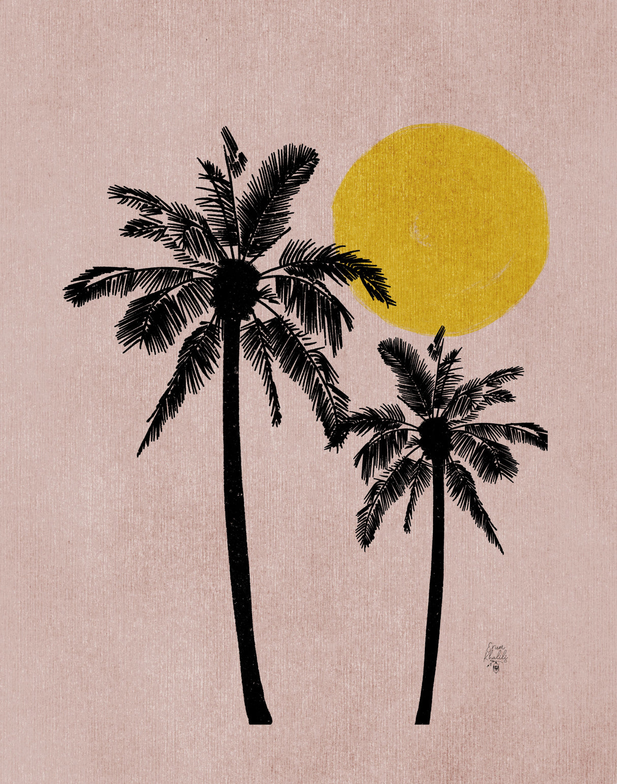 Pink Bg Palm Tree Erum Khalili.png Poster och Canvastavla