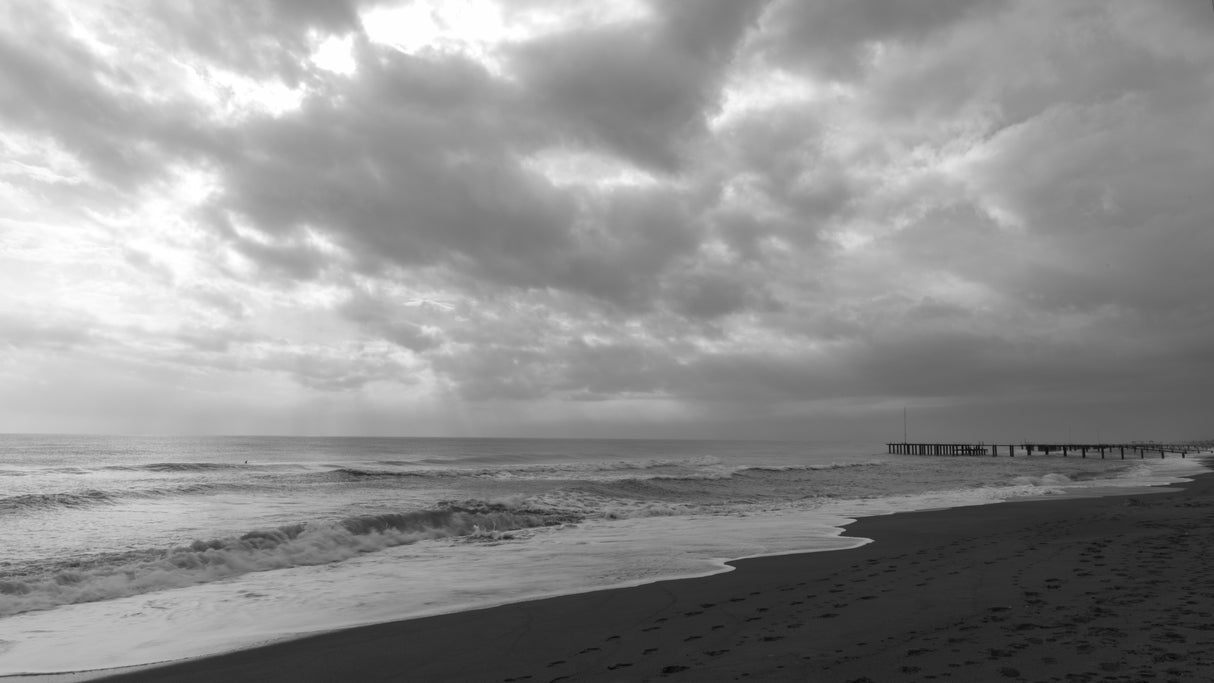 old pier and dramatic landscape Poster och Canvastavla