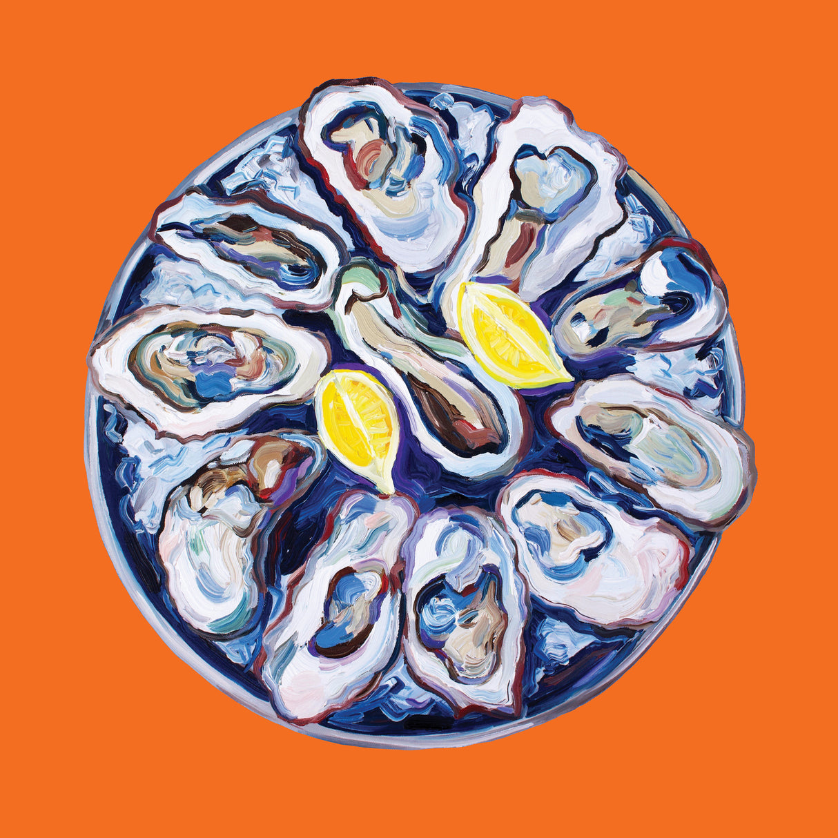Oysters On a Plate Orange Poster och Canvastavla
