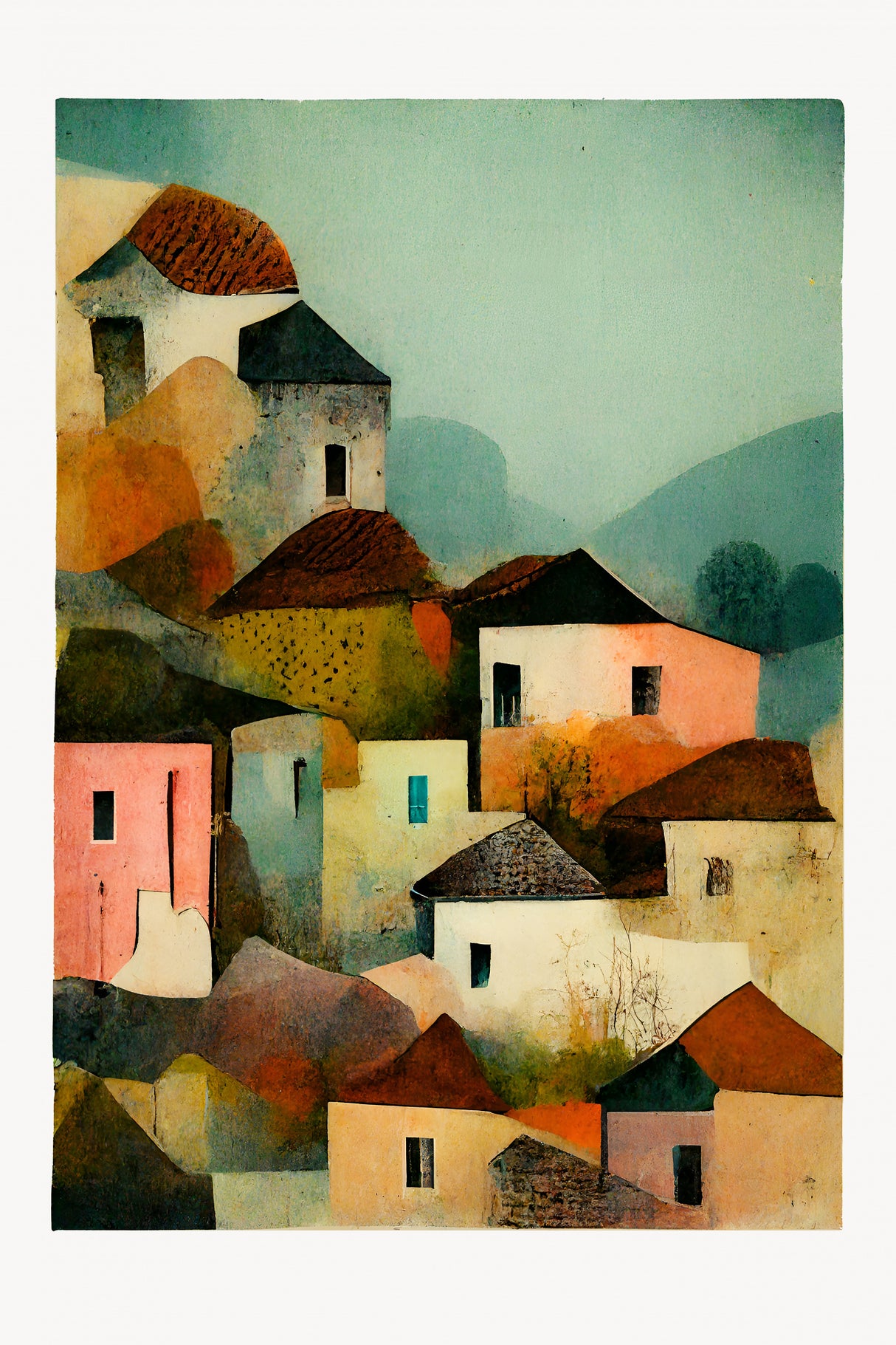 Italian Village Poster och Canvastavla