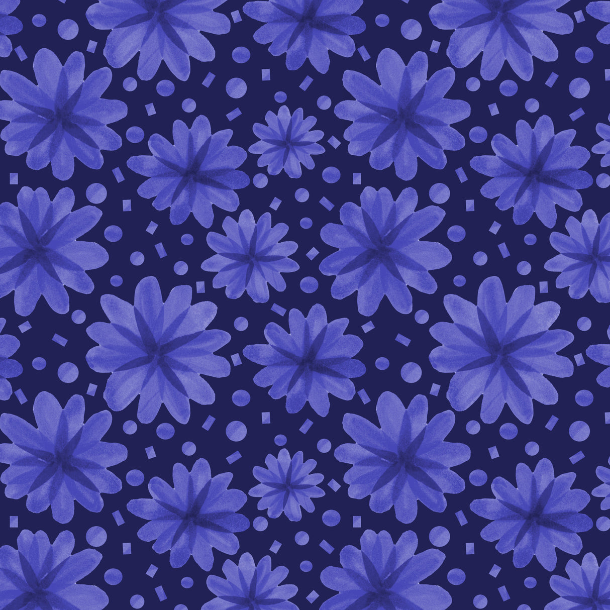 Floral Botanicals Navy On Blue Poster och Canvastavla