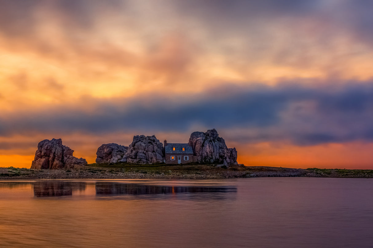 Sunset at Plougrescant Poster och Canvastavla
