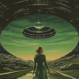 Green UFO Collage Art Poster och Canvastavla