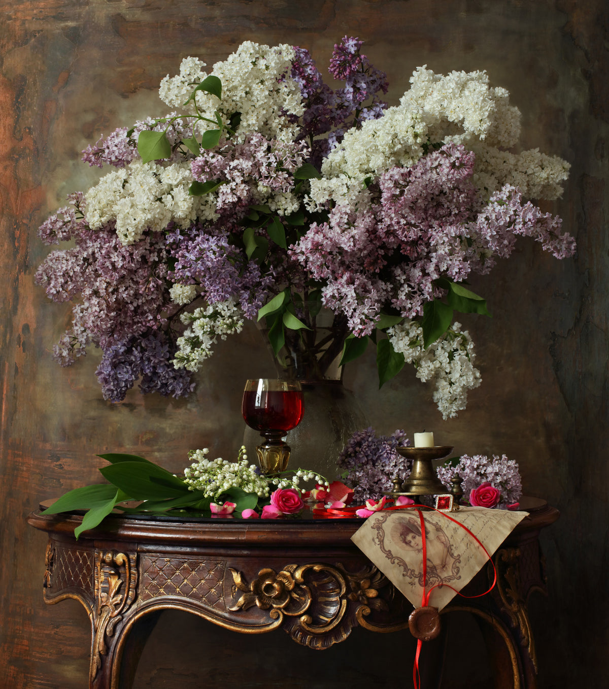 Still life with lilac flowers Poster och Canvastavla