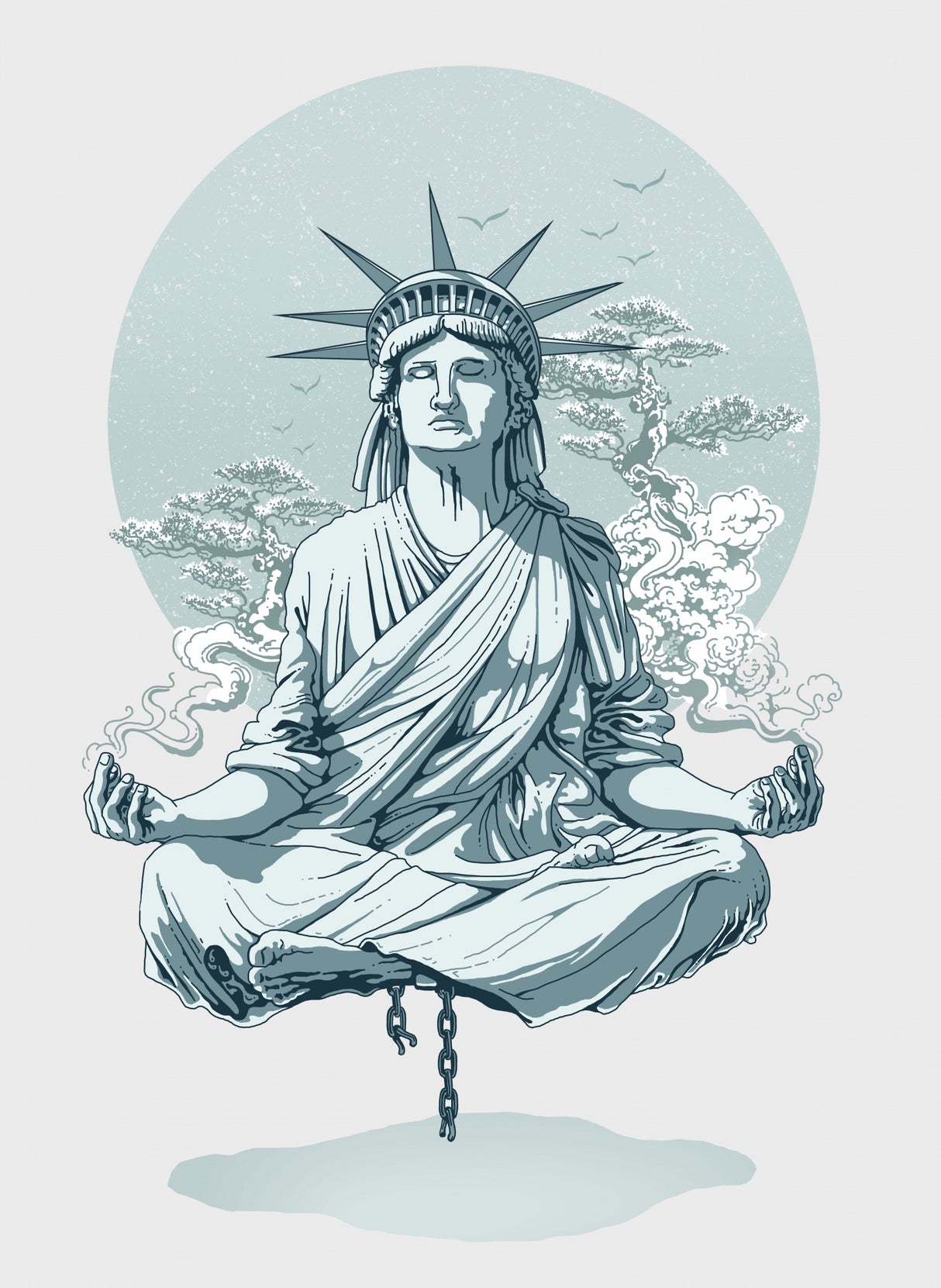 statue liberty meditating Poster och Canvastavla