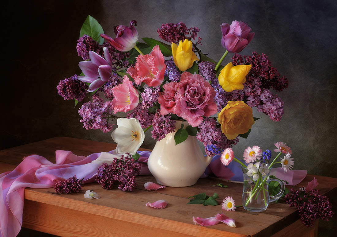 With a bouquet of spring flowers Poster och Canvastavla