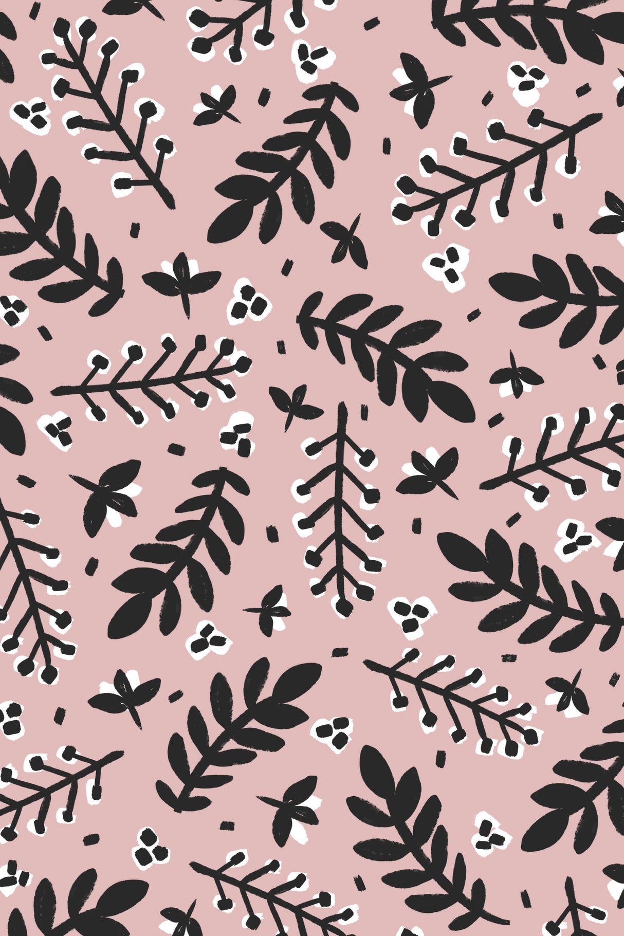 Branches And Berries (Pink) Poster och Canvastavla