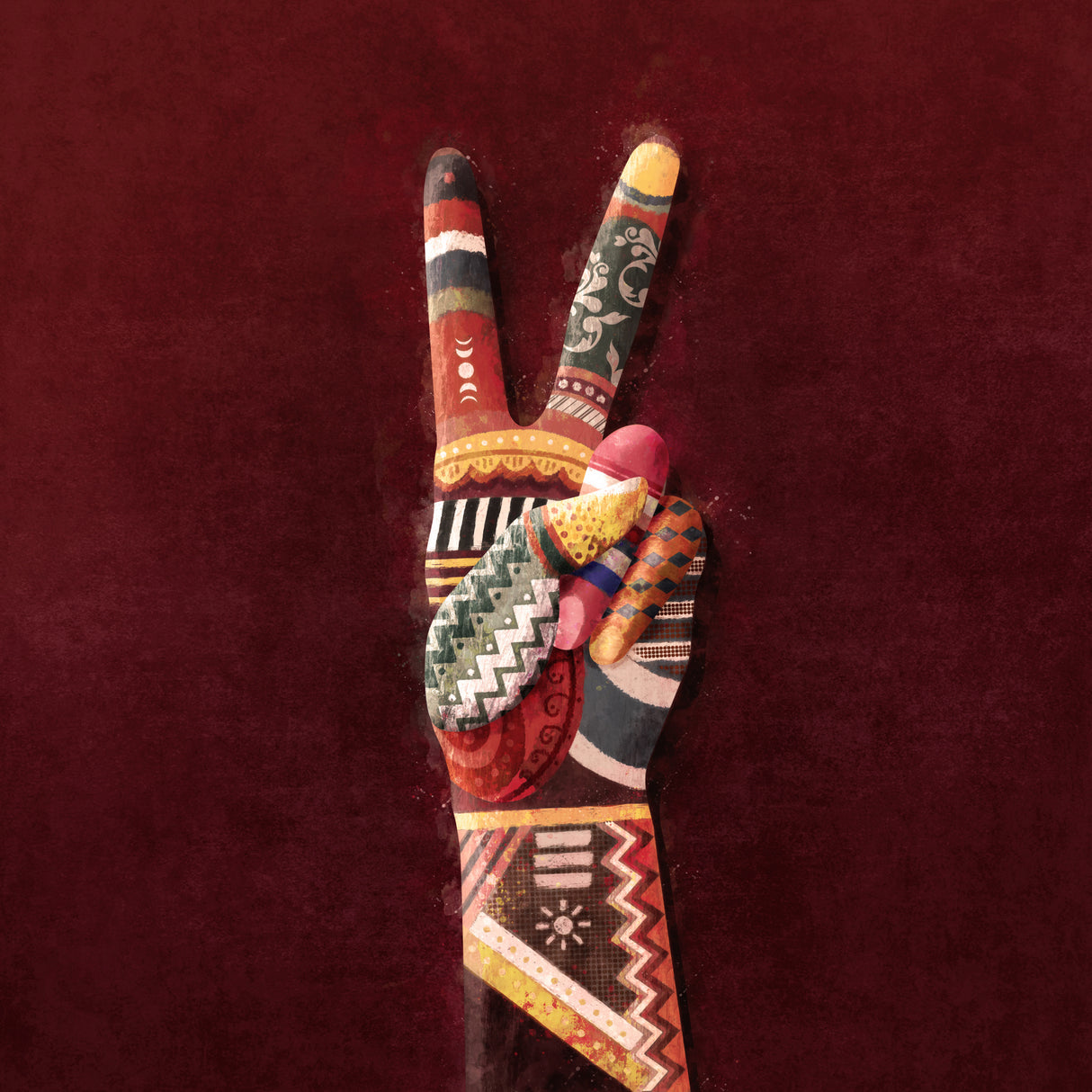 Hand V Color Poster och Canvastavla