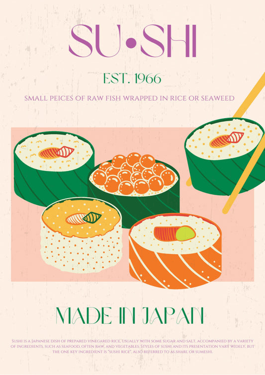 Sushi Poster Kitchen poster eller kökstavla