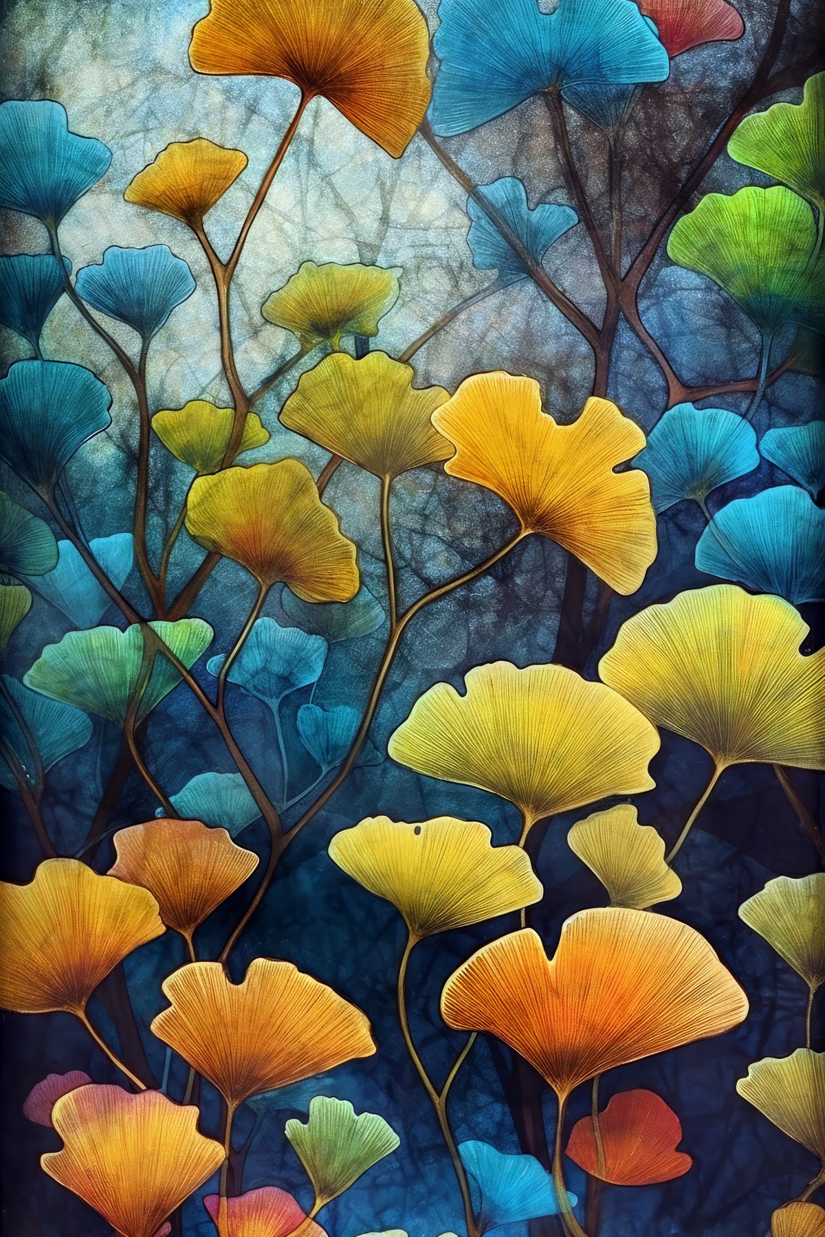Ginko Biloba leaves 3 Poster och Canvastavla