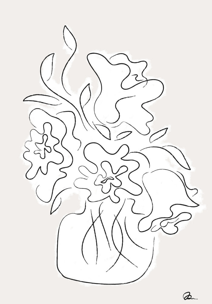 Flower Bouquet Grey Vas och keramikposter