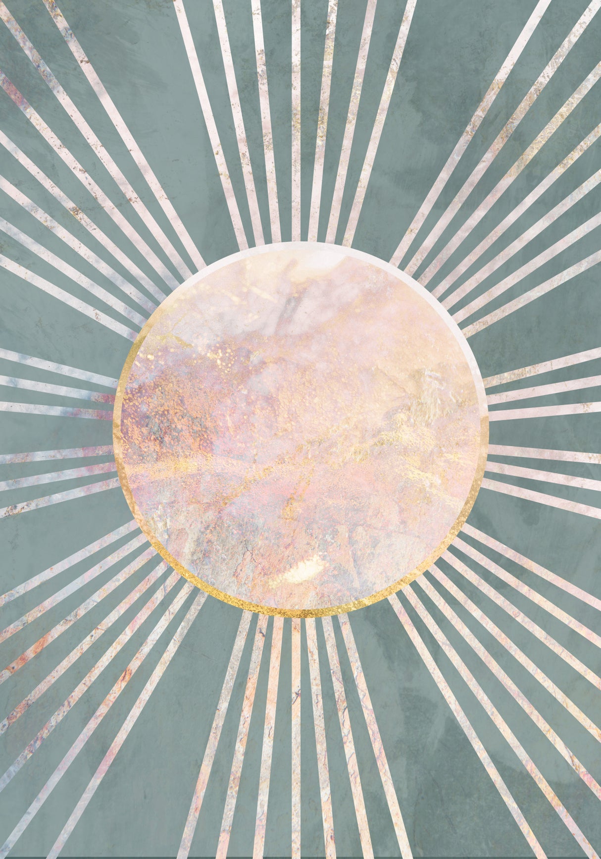 Deep Green Sun Rays Poster och Canvastavla