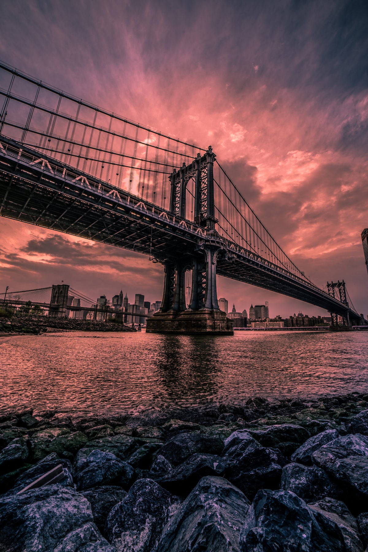 Manhattan Bridge Wide Angle Poster och Canvastavla