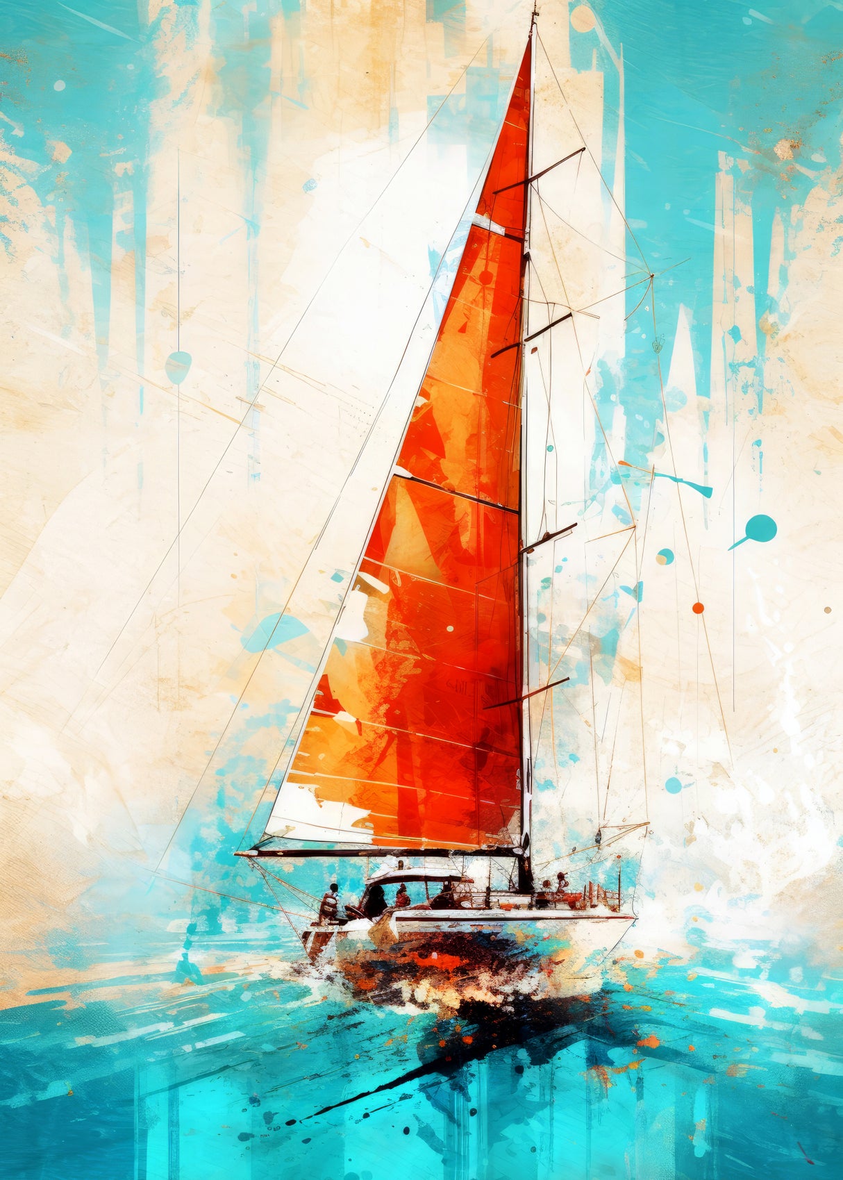 Yacht racing sport art 9 Poster och Canvastavla