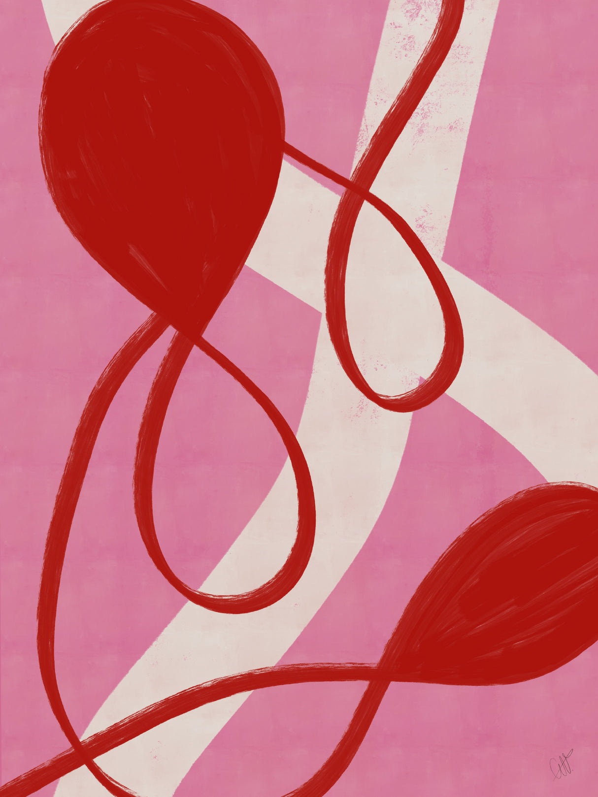 Red and Pink Abstract Poster och Canvastavla