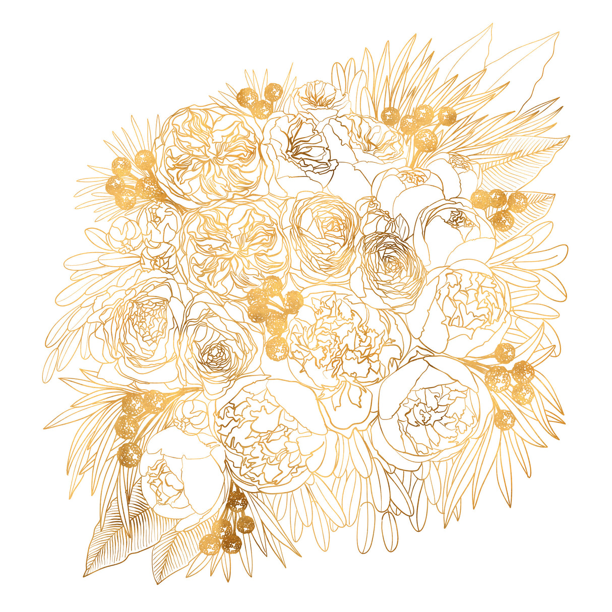 Rekha floral bouquet in gold Poster och Canvastavla