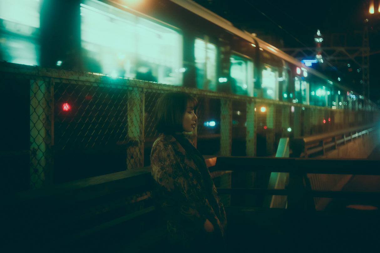 Next to the train at night Poster och Canvastavla