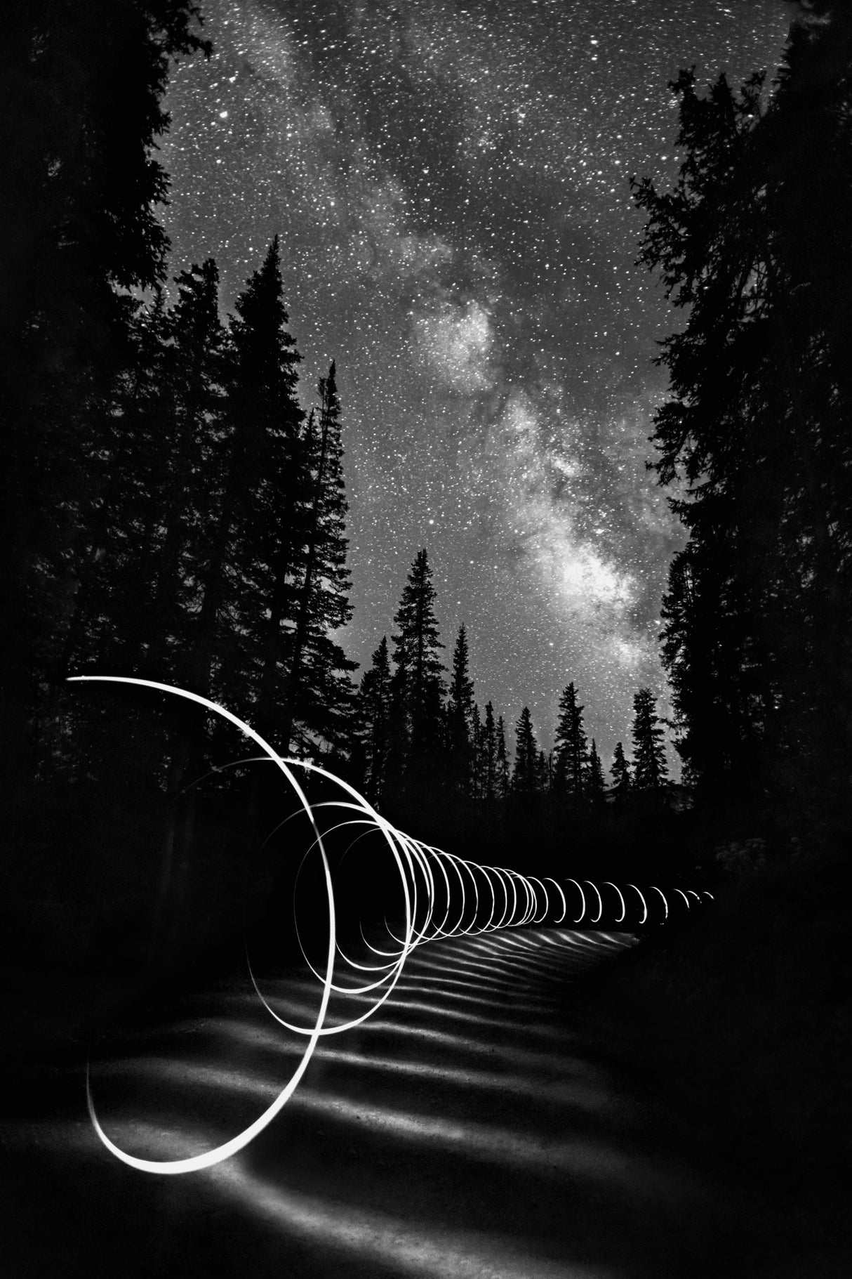 Light Painting under the Milky Way Poster och Canvastavla