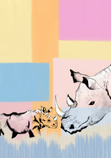 Mama Rhino and baby Poster och Canvastavla