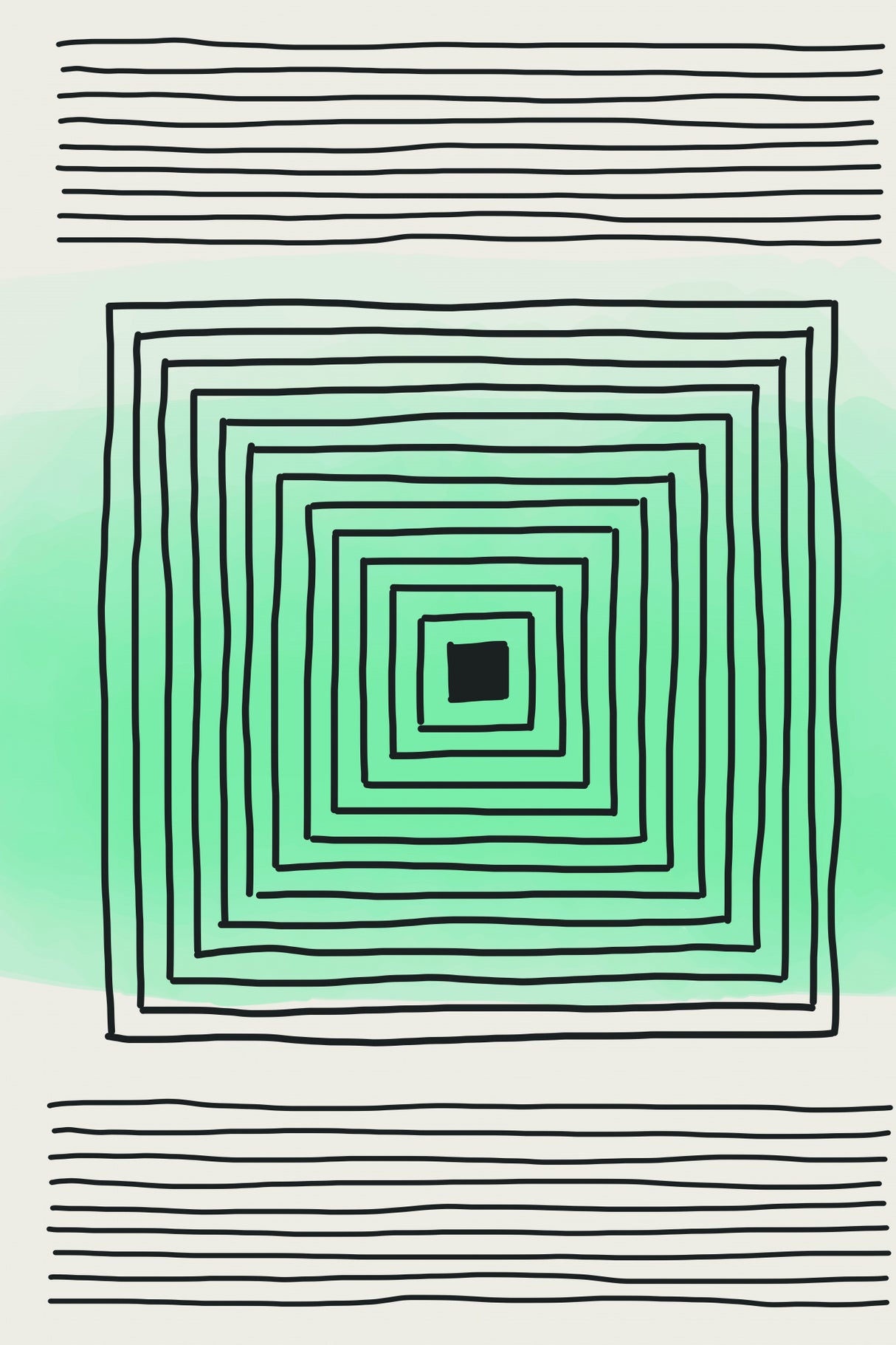 Light Green Watercolor Shapes #4 Poster och Canvastavla
