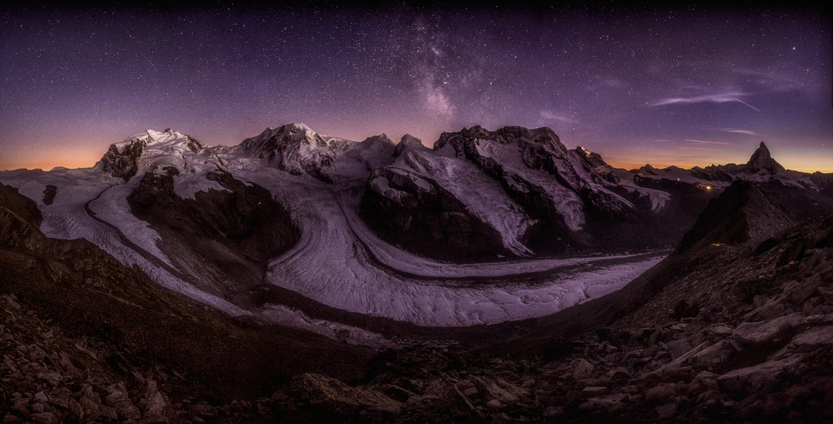Sparkling night over the Monte Rosa massive Poster och Canvastavla
