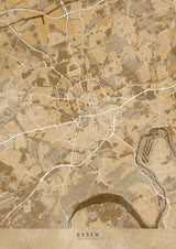 Sepia vintage map of Essen Germany Poster och Canvastavla