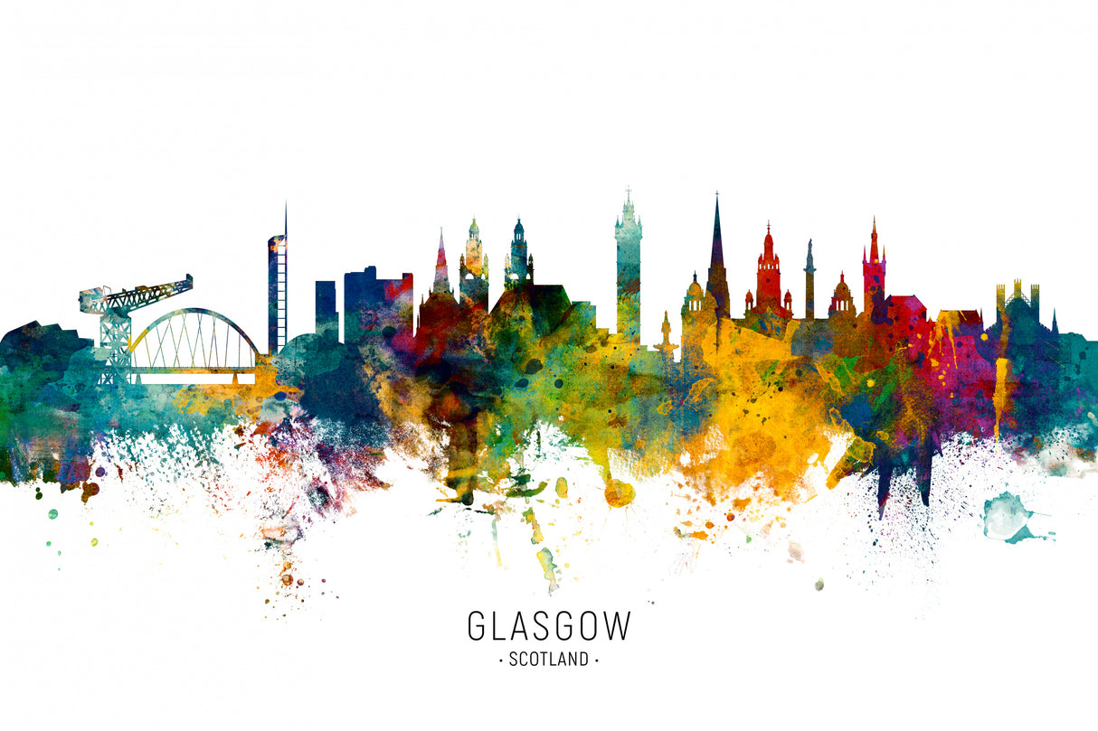 Glasgow Scotland Skyline Poster och Canvastavla