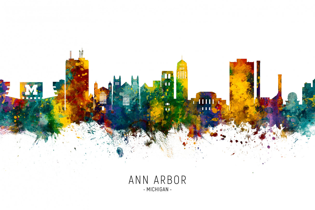 Ann Arbor Michigan Skyline Poster och Canvastavla