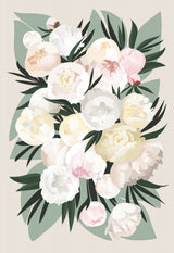 Dara bouquet with leaves and peonies Poster och Canvastavla