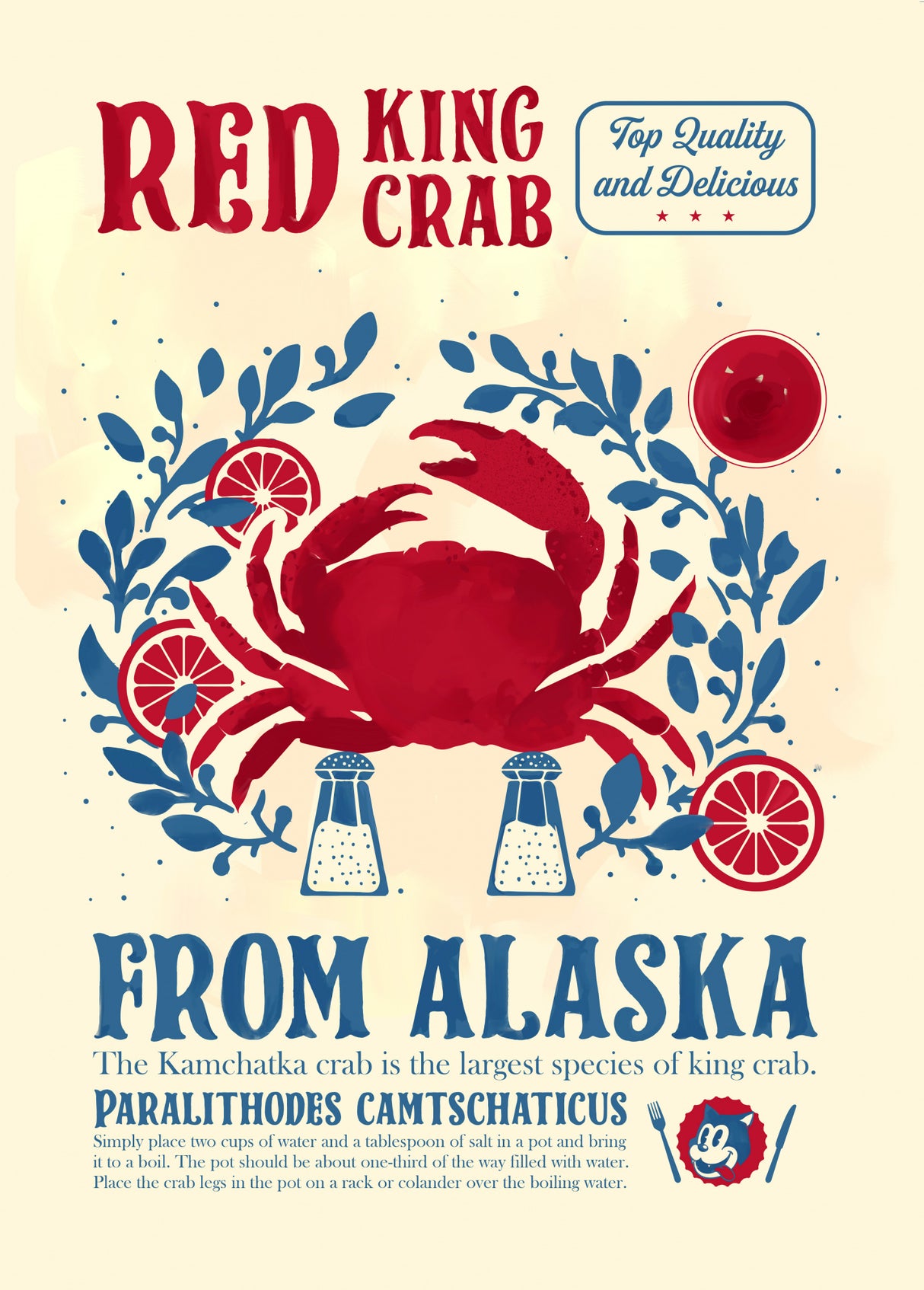 Crab kitchen print Poster och Canvastavla