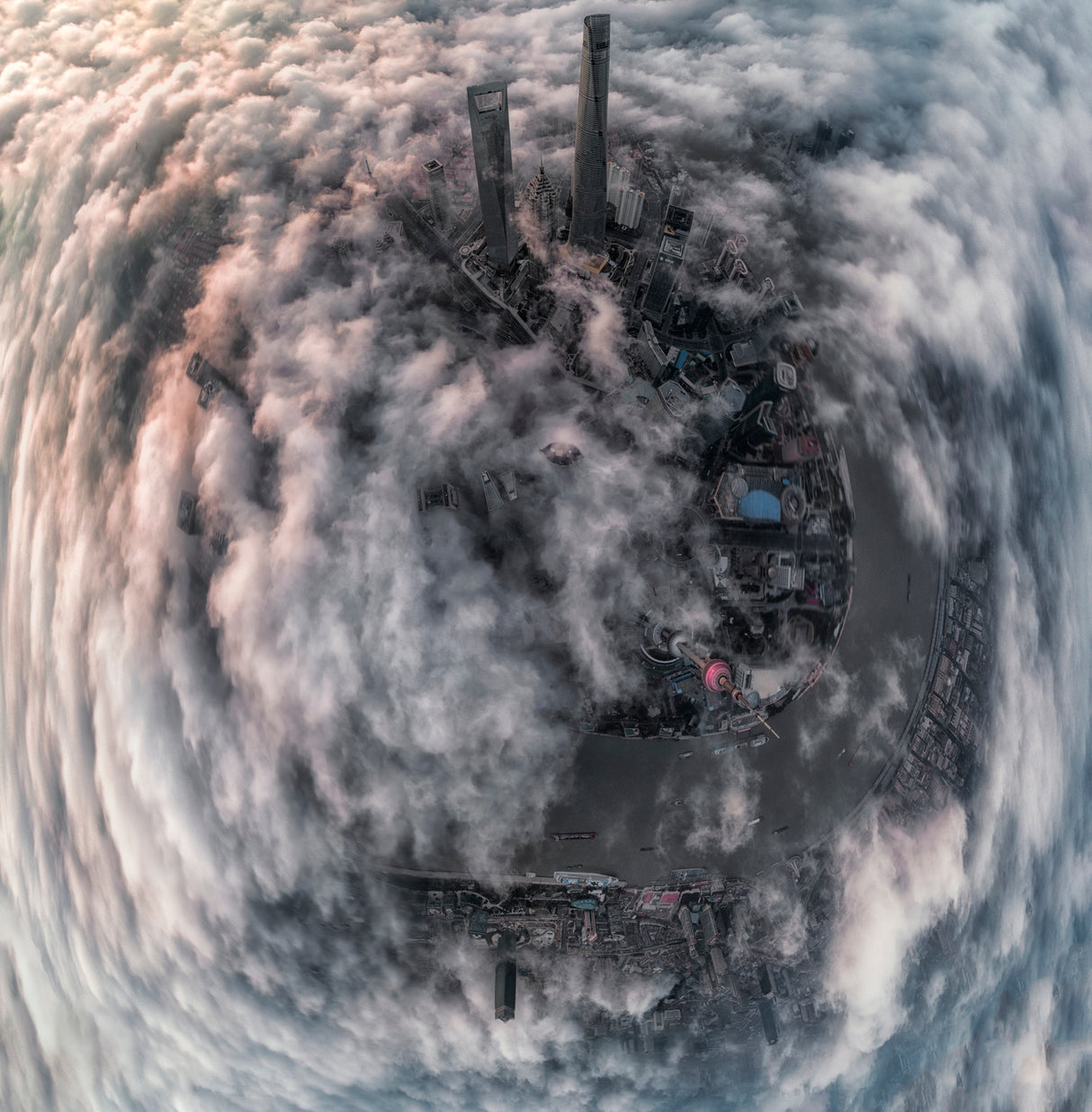 Shanghai Aerial Pano Poster och Canvastavla