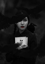 Girl Raven Black and White Poster och Canvastavla