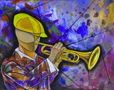 Trumpeter Playing Poster och Canvastavla