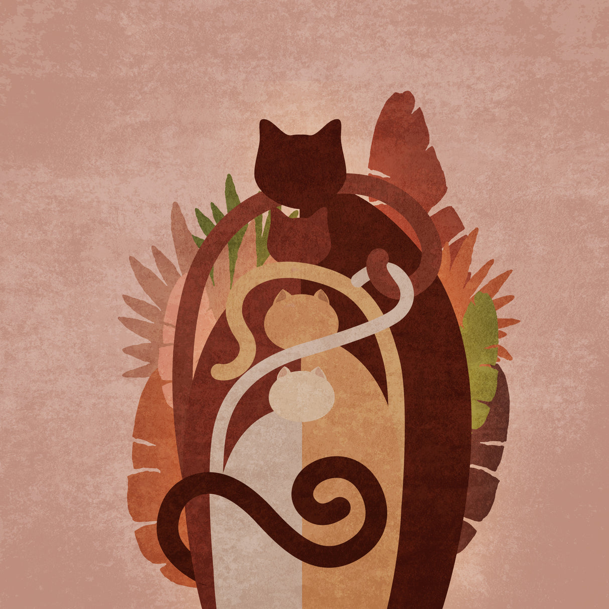 Cat Gang Boho Poster och Canvastavla