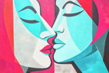 A Kiss Pink Teal Poster och Canvastavla