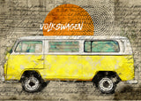 volkswagen vw combi yellow Poster och Canvastavla