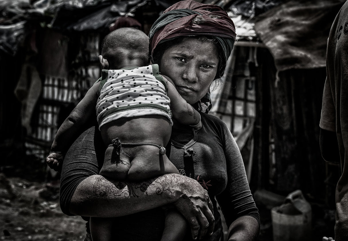 Rohingya refugee mother and her child-Bangladesh Poster och Canvastavla
