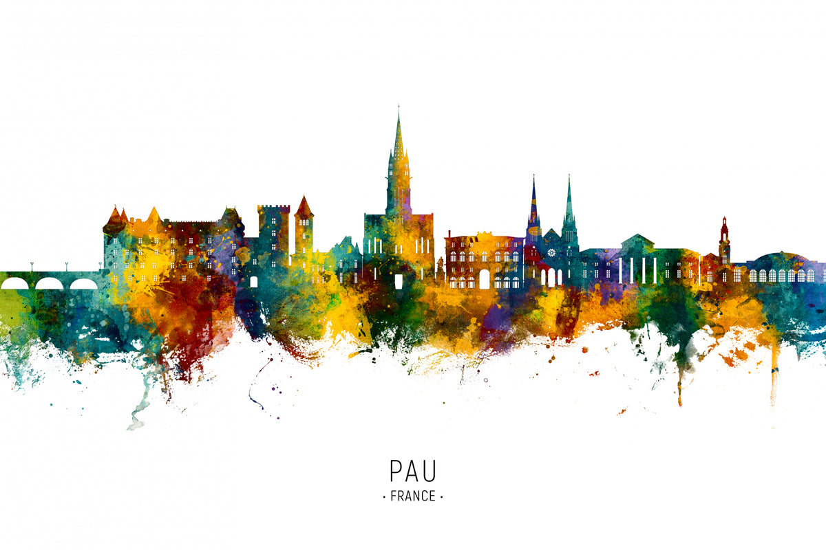 Pau France Skyline Poster och Canvastavla