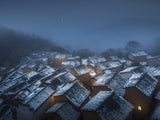 Snow at night and ancient villages Poster och Canvastavla