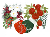 Floral mittens Happy holidays in white Poster och Canvastavla