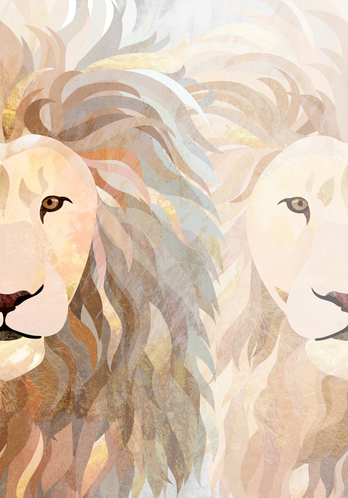 Lion half face 2 Poster och Canvastavla
