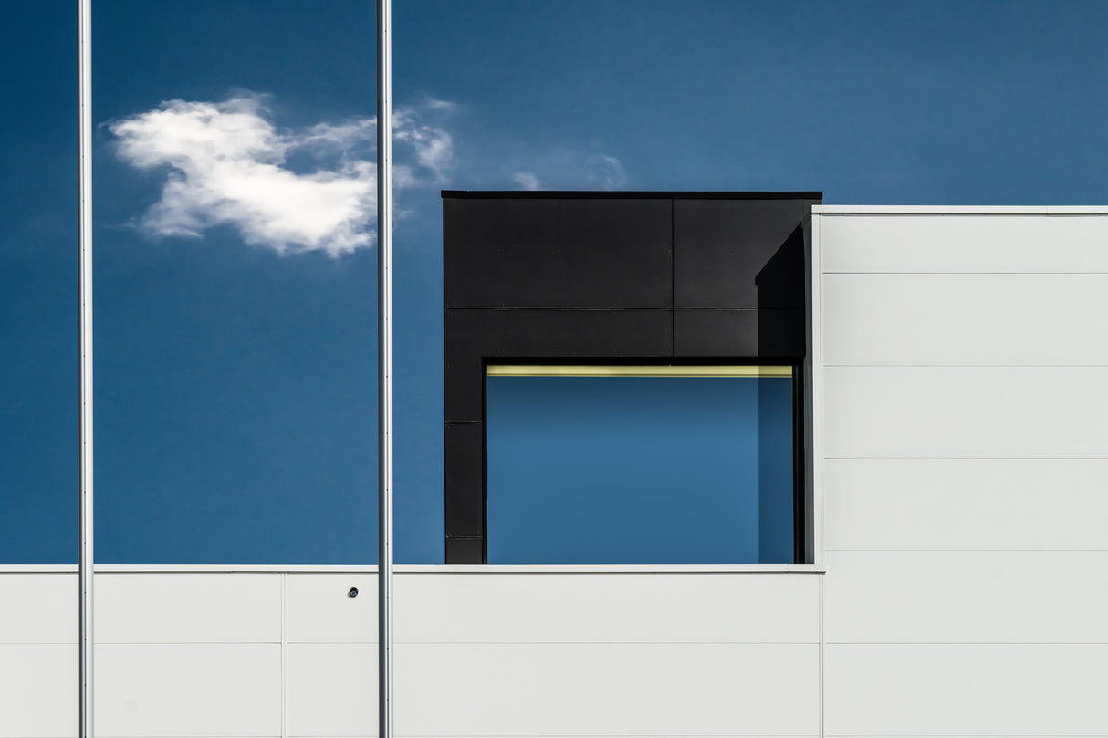 Two flagpoles, a cloud and a window Poster och Canvastavla