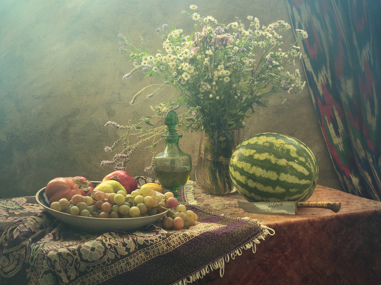 Still Life With Watermelon and Fruit Poster och Canvastavla