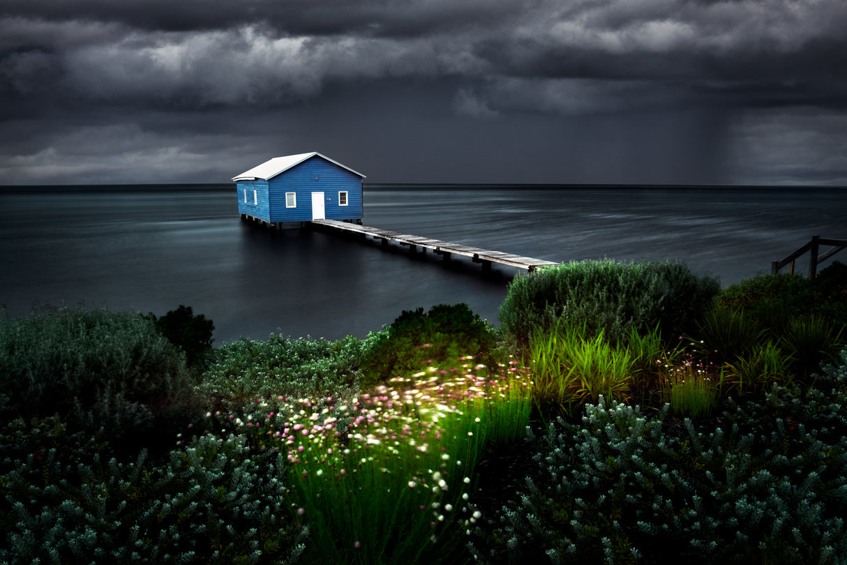 Boatshed with Approaching Storm Poster och Canvastavla