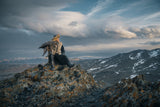 An Young Hunters and moody Altai Mountain range Poster och Canvastavla